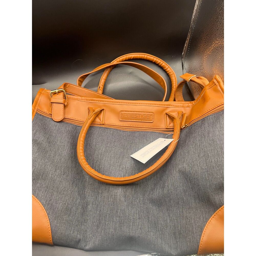 CRG Prestige Carry On Large Brown Gray Crossbody Tote Bag Purse w/Tag